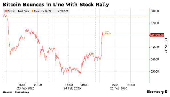 比特币一度跳涨至6.6万美元 市场紧盯特朗普国情咨文演讲
