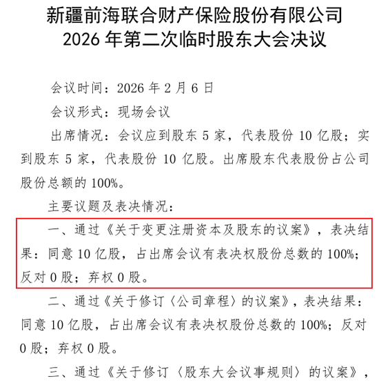 变更注册资本及股东议案获全票通过！前海财险股权迷局或迎来曙光