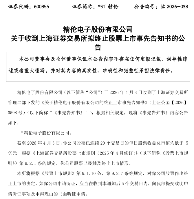 600355，拟终止上市！