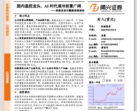 英维克一季度净利暴跌81.97%，撑不起千亿叙事，多家券商乐观预测集体失准 | 长三角资本局