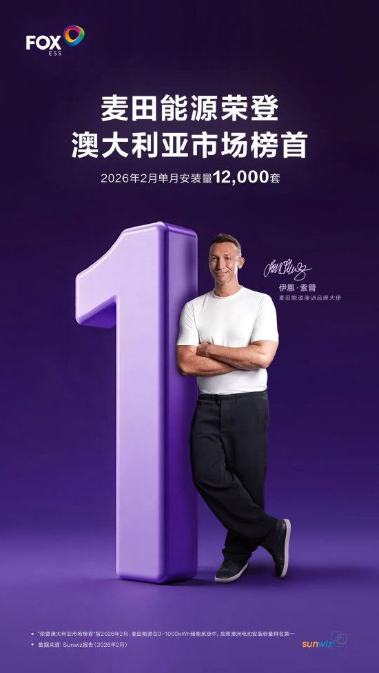 麦田能源获2025年全球户用储能市占率第一 多区域市场领先彰显全球化竞争力