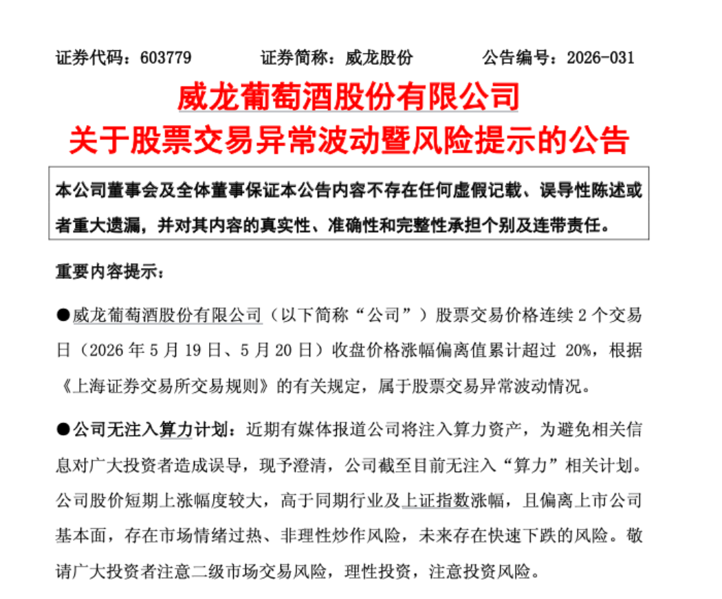 603779,六连板后紧急澄清:无注入“算力”相关计划